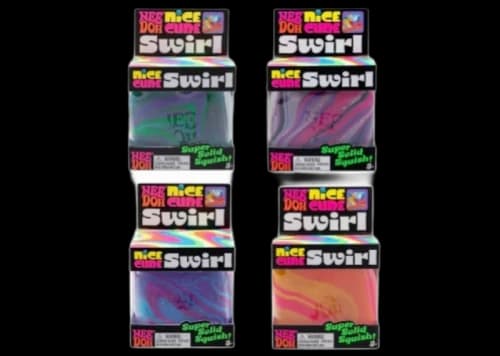 NeeDoh Nice Cube Swirl Super Squeeze! 4x Lot Multicolor