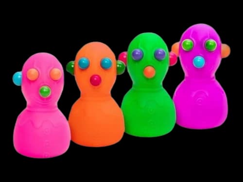 NeeDoh Panic Pete Squishy Fidget Toy 4x Lot Pink/Orange/Green/Purple