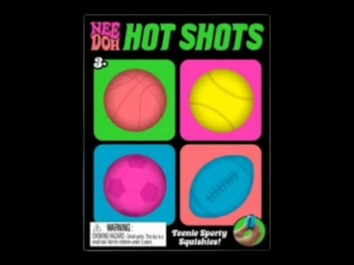 NeeDoh Schylling Teenie Hot Shots Squishy Fidget Toy Set of 4 Orange/Green/Pink/Blue