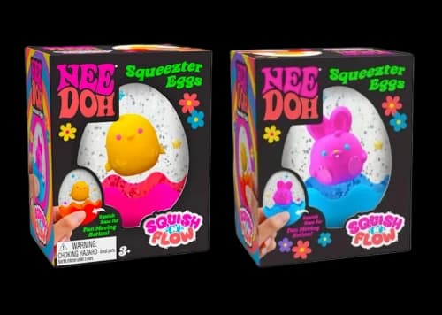 NeeDoh Squeester Egg Squishy Fidget Toy 2x Lot Pink/ Yellow