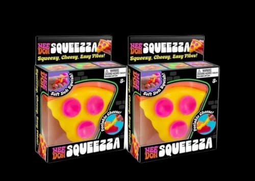 NeeDoh Squeeza Pizza Squishy Fidget Toy Yellow Crust 2x Lot
