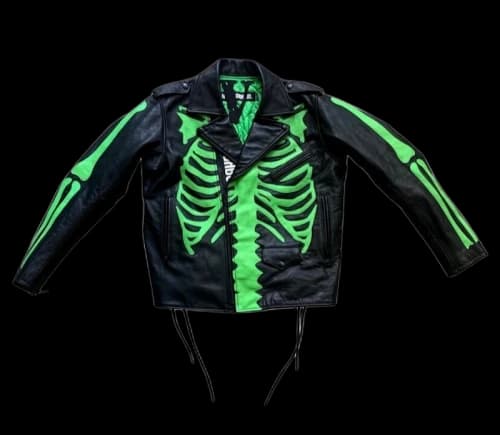 Neighborhood x Vlone Skeleton Leather Jacket Black/Green