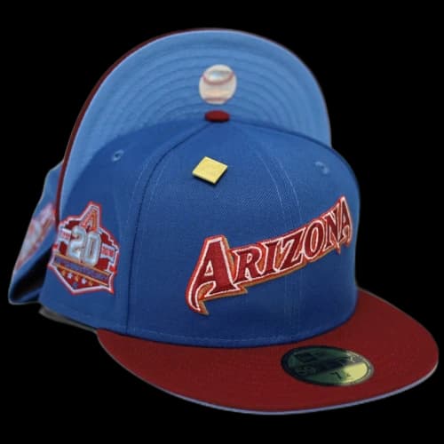 New Era Arizona Diamondbacks 20th Anniversary Patch Capsule Hats Exclusive 59Fifty Fitted Hat Blue/Blue