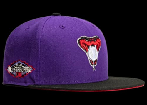 New Era Arizona Diamondbacks T-Dot 2011 All-Star Game Patch Snakehead Hat Club Exclusive 59Fifty Fitted Hat Purple/Black