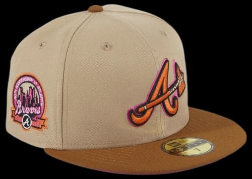 New Era Atlanta Braves PBJ 40th Anniversary Patch Hat Club Exclusive 59Fifty Fitted Hat Tan/Brown