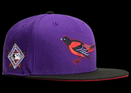 New Era Baltimore Orioles T-Dot 1993 All Star Game Patch Hat Club Exclusive 59Fifty Fitted Hat Purple/Black