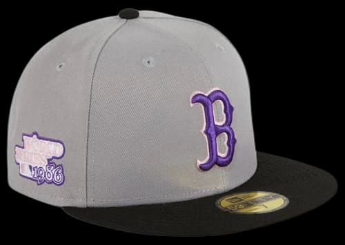 New Era Boston Red Sox Fuji 1986 World Series Patch Hat Club Exclusive 59Fifty Fitted Hat Grey/Black
