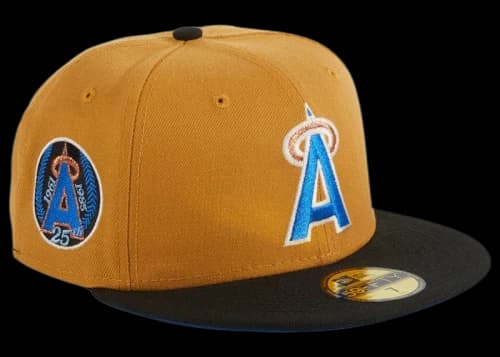 New Era California Angels Ancient Egypt 25th Anniversary Hat Club Exclusive 59Fifty Fitted Hat Khaki/Black/Royal Blue