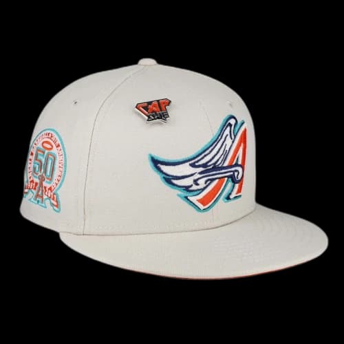 New Era California Angels Capsule Orange Fury 50th Anniversary 59Fifty Fitted Hat Tan/Orange