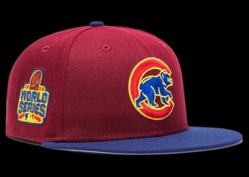 New Era Chicago Cubs Sangria 2016 World Series Patch Alternate Hat Club Exclusive 59Fifty Fitted Hat Cardinal/Royal