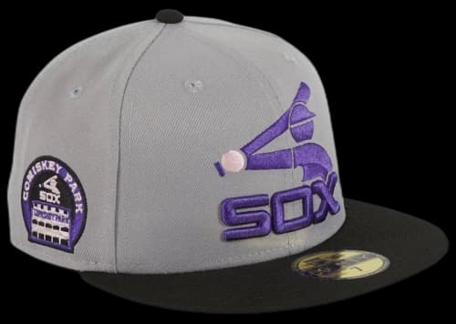 New Era Chicago White Sox Fuji Comiskey Park Patch Hat Club Exclusive 59Fifty Fitted Hat Grey/Black