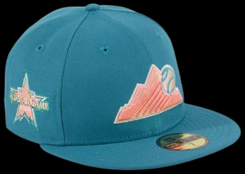New Era Colorado Rockies Badlands 2021 All Star Game Patch Mountain Hat Club Exclusive 59Fifty Fitted Hat Teal