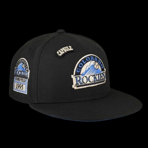 New Era Colorado Rockies Capsule Colors in Cream 1995 Coors Field Patch 59Fifty Fitted Hat Black/Blue
