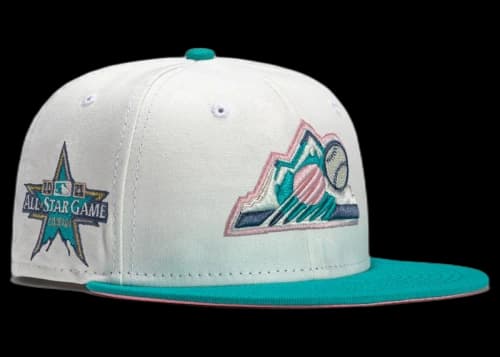 New Era Colorado Rockies Monaco 2021 All Star Game Patch BP Hat Club Exclusive 59Fifty Fitted Hat Stone/Peach