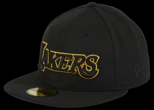 New Era Exclusive Los Angeles Lakers Trophy Word Purple UV 59Fifty Fitted Hat Black