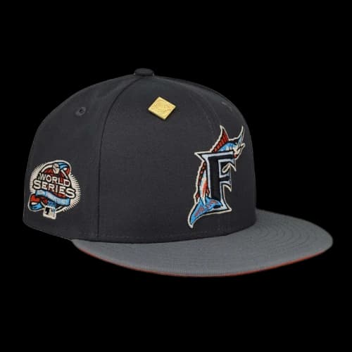 New Era Florida Marlins 2003 World Series Capsule Hats Exclusive 59Fifty Fitted Hat Grey/Orange