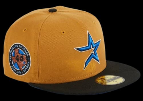 New Era Houston Astros Ancient Egypt 2000's Logo 40th Anniversary Hat Club Exclusive 59Fifty Fitted Hat Khaki/Black/Royal Blue