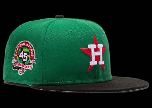 New Era Houston Astros Beer Pack 45th Anniversary Patch Hat Club Exclusive 59Fifty Fitted Hat Kelly Green/Black