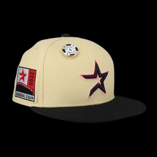 New Era Houston Astros Vegas Gold Collection Inaugural Season Patch 59Fifty Fitted Hat Tan/Grey