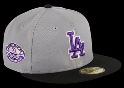 New Era Los Angeles Dodgers Fuji 50th Anniversary Stadium Patch Hat Club Exclusive 59Fifty Fitted Hat Grey/Black