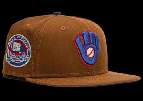 New Era Milwaukee Brewers Ballpark Snacks Silver Anniversary Patch Hat Club Exclusive 59Fifty Hat Khaki