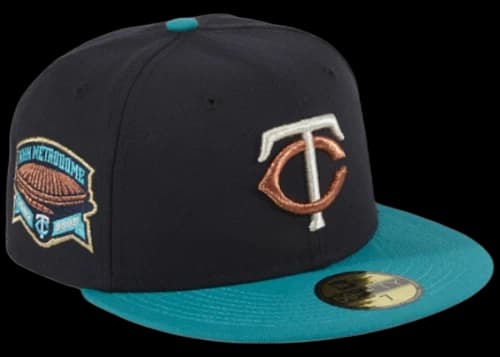 New Era Minnesota Twins Quiet Storm Hat Club Exclusive Metrodome Stadium Patch 59Fifty Fitted Hat Navy/Teal