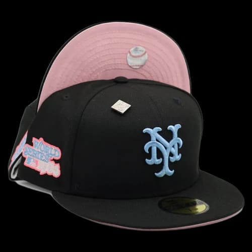 New Era New York Mets Midnight Rave Collection 1986 World Series Capsule Hats Exclusive 59Fifty Fitted Hat Black/Pink