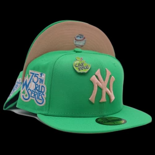 New Era New York Yankees Capsule Apple Collection 75th World Series Capsule Hats Exclusive 59Fifty Fitted Hat Green/Peach
