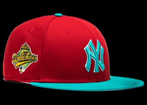 New Era New York Yankees Captain Planet 2.0 1996 World Series Patch Hat Club Exclusive 59Fifty Fitted Hat Red/Teal
