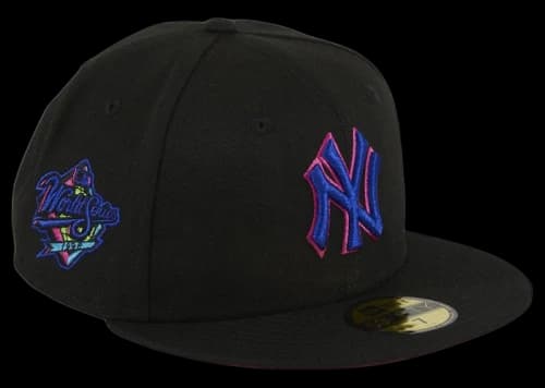 New Era New York Yankees Cyberpunks 1998 World Series Patch Hat Club Exclusive 59Fifty Fitted Hat Navy