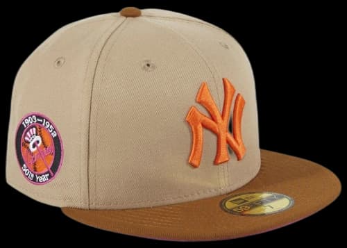 New Era New York Yankees PBJ 50th Anniversary Patch Hat Club Exclusive 59Fifty Fitted Hat Tan/Brown