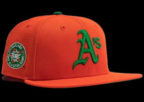 New Era Oakland Athletics Ballpark Snacks 1987 All Star Game Patch Hat Club Exclusive 59Fifty Hat Orange