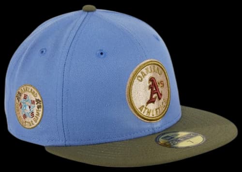 New Era Oakland Athletics Great Outdoors 1987 All Star Game Patch Hat Club Exclusive 59Fifty Fitted Hat Indigo/Olive