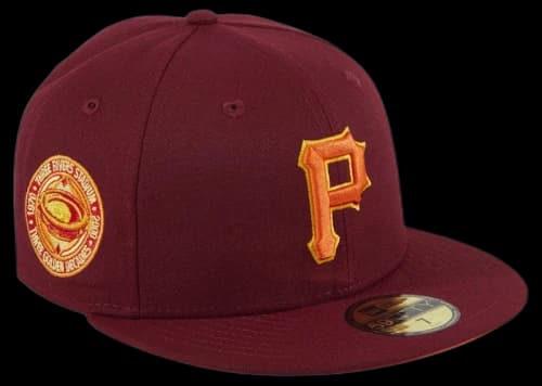 New Era Pittsburgh Pirates Badlands Three Rivers Stadium Patch Hat Club Exclusive 59Fifty Fitted Hat Cardinal