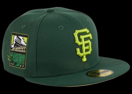 New Era San Francisco Giants Crocodile 2007 All Star Game Patch Hat Club Exclusive 59Fifty Fitted Hat Green/Neon Yellow