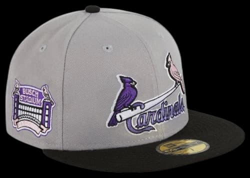 New Era St Louis Cardinals Fuji Busch Stadium Patch Jersey Hat Club Exclusive 59Fifty Fitted Hat Grey/Black