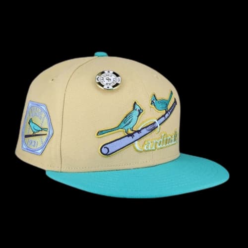 New Era St Louis Cardinals Vegas Gold Collection 1931 World Series Patch 59Fifty Fitted Hat Tan/Grey