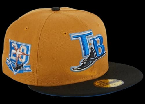 New Era Tampa Bay Devil Rays Ancient Egypt 20th Anniversary Hat Club Exclusive 59Fifty Fitted Hat Khaki/Black/Royal Blue