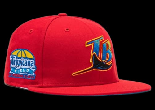 New Era Tampa Bay Rays Hat Wheels Tropicana Field Patch Hat Club Exclusive 59Fifty Fitted Hat Red
