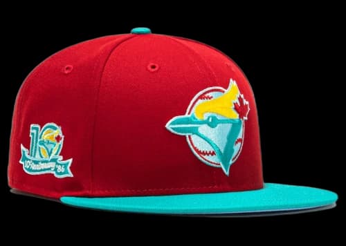 New Era Toronto Blue Jays Captain Planet 2.0 10th Anniversary Patch Hat Club Exclusive 59Fifty Fitted Hat Red/Teal