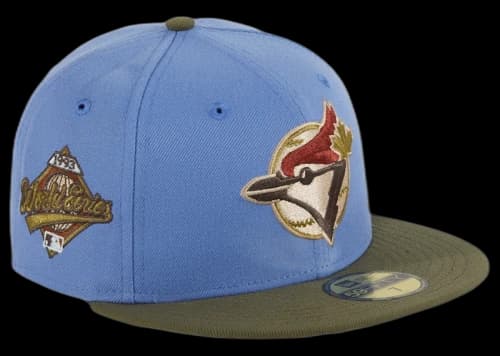 New Era Toronto Blue Jays Great Outdoors 1992 World Series Patch Hat Club Exclusive 59Fifty Fitted Hat Indigo/Olive