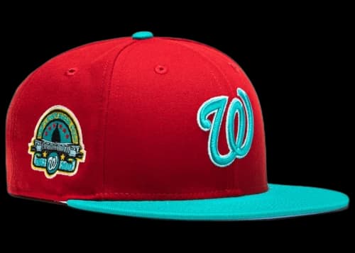 New Era Washington Nationals Captain Planet 2.0 RFK Stadium Patch Hat Club Exclusive 59Fifty Fitted Hat Red/Teal