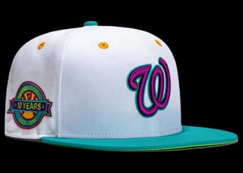 New Era Washington Nationals Dogtown 10th Anniversary Patch Hat Club Exclusive 59Fifty Fitted Hat White/Teal