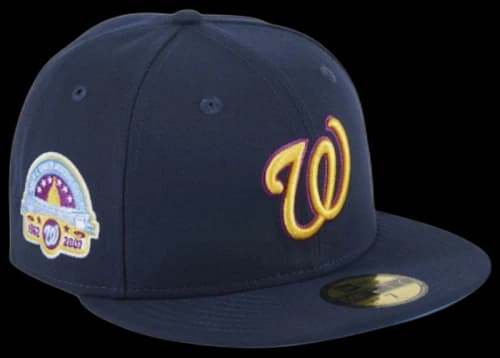 New Era Washington Nationals Quiet Storm Hat Club Exclusive RFK Stadium Patch 59Fifty Fitted Hat Navy/Gold