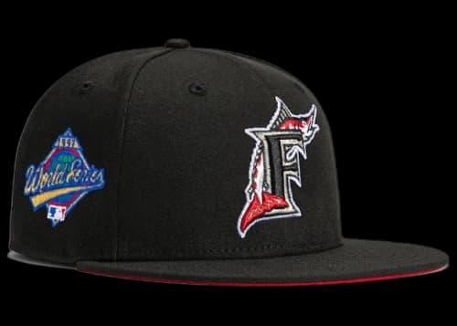 New Era x Hat Club Miami Marlins 1997 World Series Patch Red UV 59Fifty Fitted Hat Black