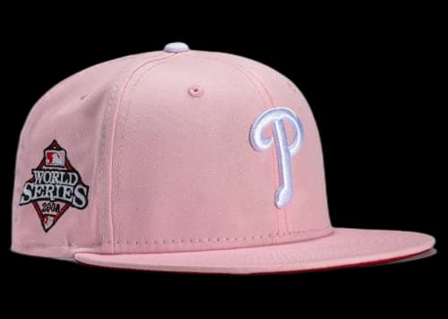 New Era x Hat Club Philadelphia Phillies 2008 World Series Patch Strawberry Jam 59Fifty Fitted Hat Pink