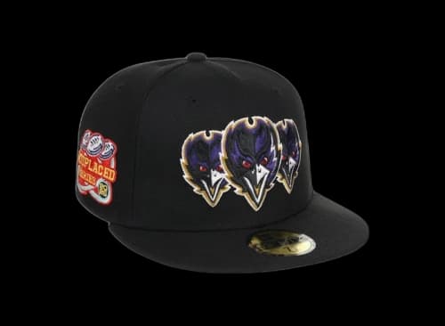New Era x NFL x John Geiger Baltimore Ravens Misplaced Series 59Fifty Fitted Cap Black/Black/Gray