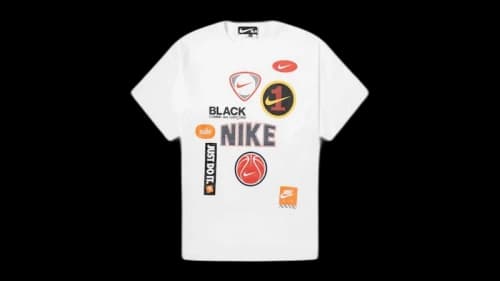Nike x Comme des Garcons Black Oversized Multi Logo Print T-shirt White