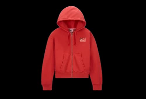 Nike x Stüssy Fleece Full-Zip Fleece Hoodie Habanero Red/Natural (FW23)