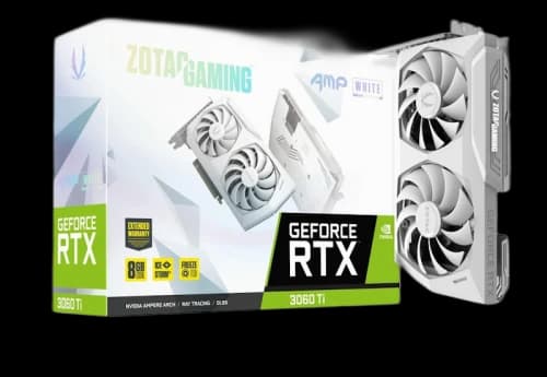 NVIDIA ZOTAC GAMING GeForce RTX 3060 Ti AMP 8G LHR Graphics Card (ZT-A30610F-10PLHR) White Edition